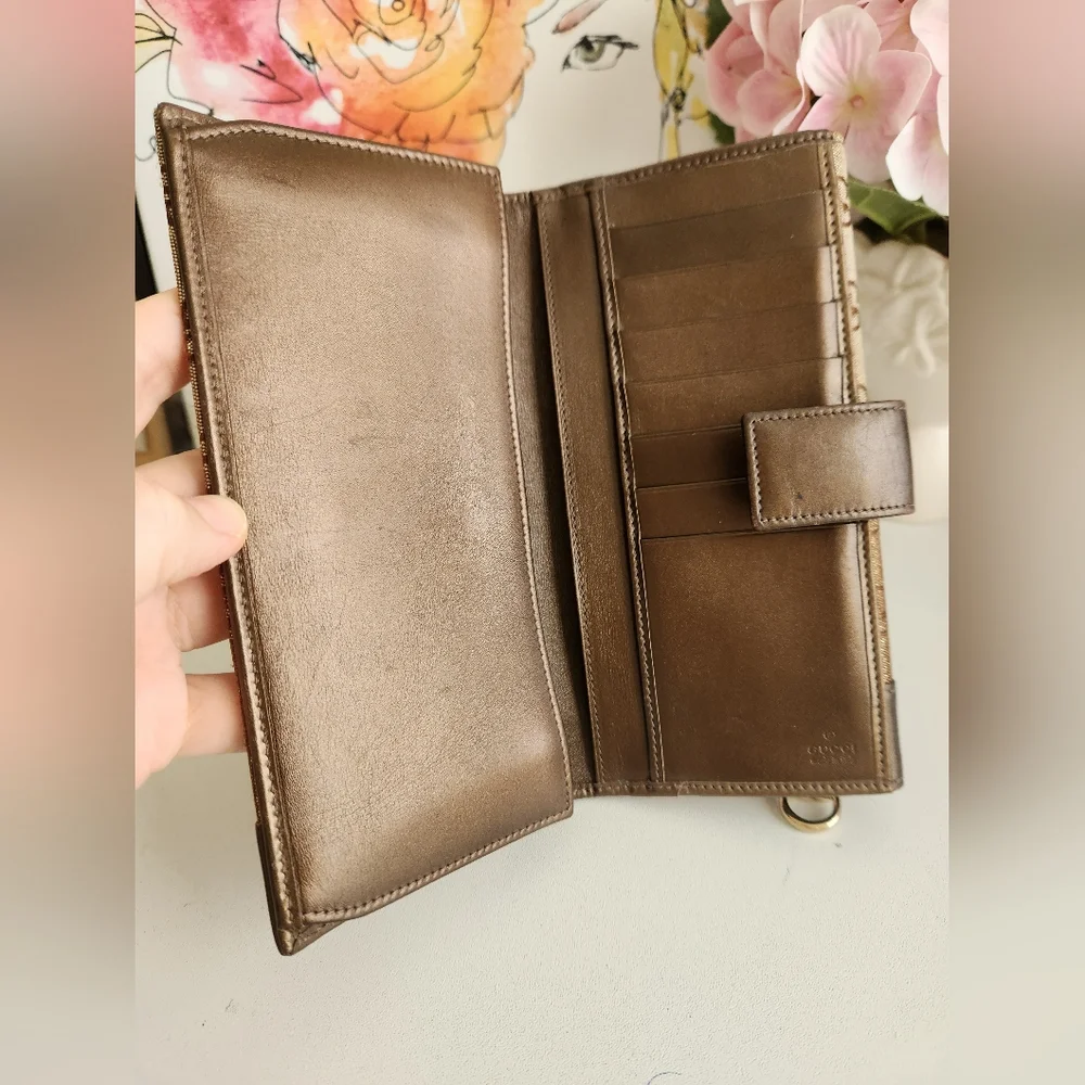 GUCCI Brown Monogram Ombre Effect Canvas and Leather Wallet - Picture 7 of 16